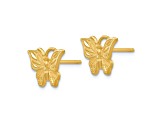 14k Yellow Gold Diamond-Cut and Satin Butterfly Stud Earrings