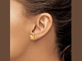 14k Yellow Gold Diamond-Cut and Satin Butterfly Stud Earrings