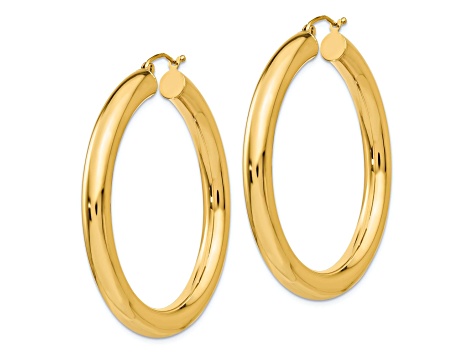 10k Yellow Gold Polished 1 3/4" Tube Hoop Earrings