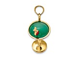 14k Yellow Gold Polished Red and Green Enamel 3D Martini with Cherry Charm