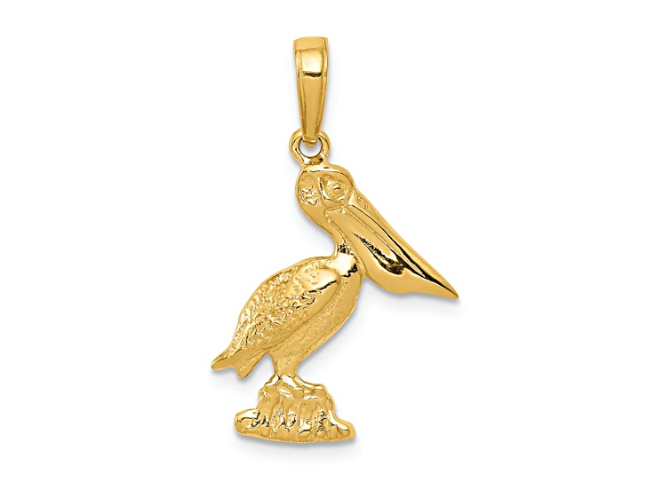 10K Yellow Gold Textured Pelican Pendant