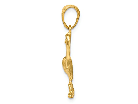 10K Yellow Gold Textured Pelican Pendant