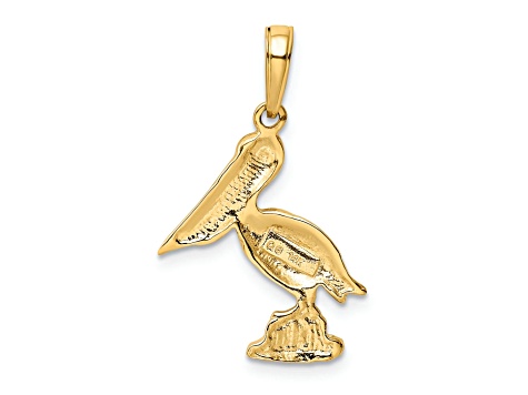 10K Yellow Gold Textured Pelican Pendant
