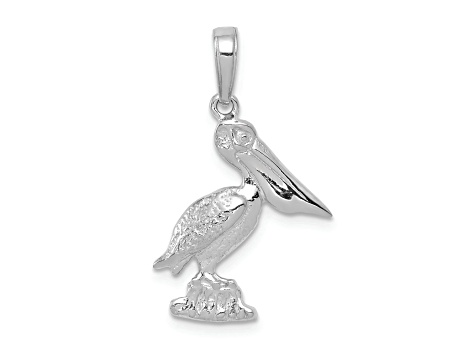 Rhodium Over 10K White Gold Pelican Pendant