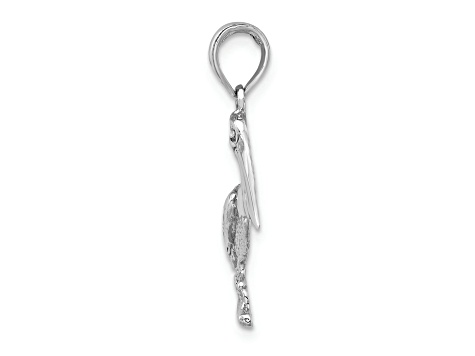 Rhodium Over 10K White Gold Pelican Pendant