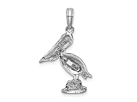 Rhodium Over 10K White Gold Pelican Pendant