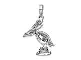 Rhodium Over 10K White Gold Pelican Pendant