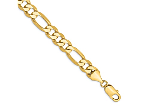 10k Yellow Gold 8.75mm Flat Figaro Link Bracelet