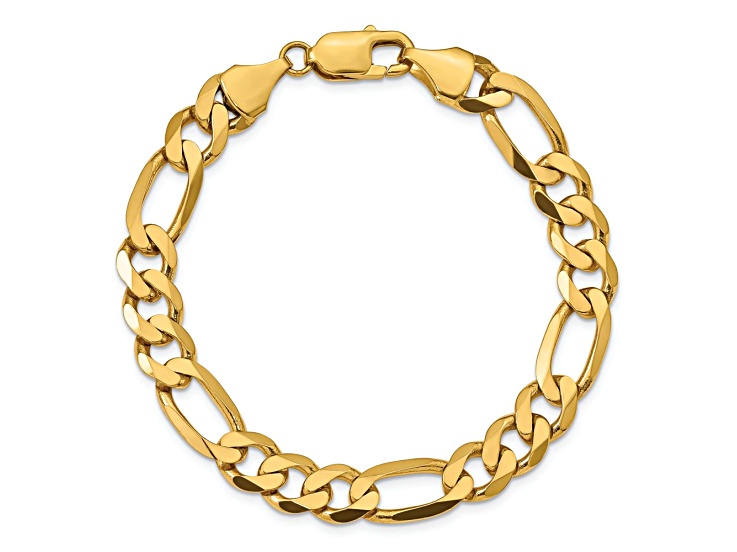 10k Yellow Gold 8.75mm Flat Figaro Link Bracelet