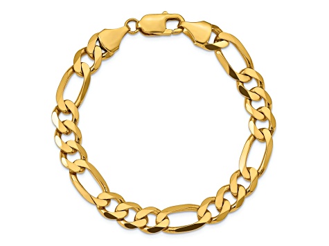 10k Yellow Gold 8.75mm Flat Figaro Link Bracelet
