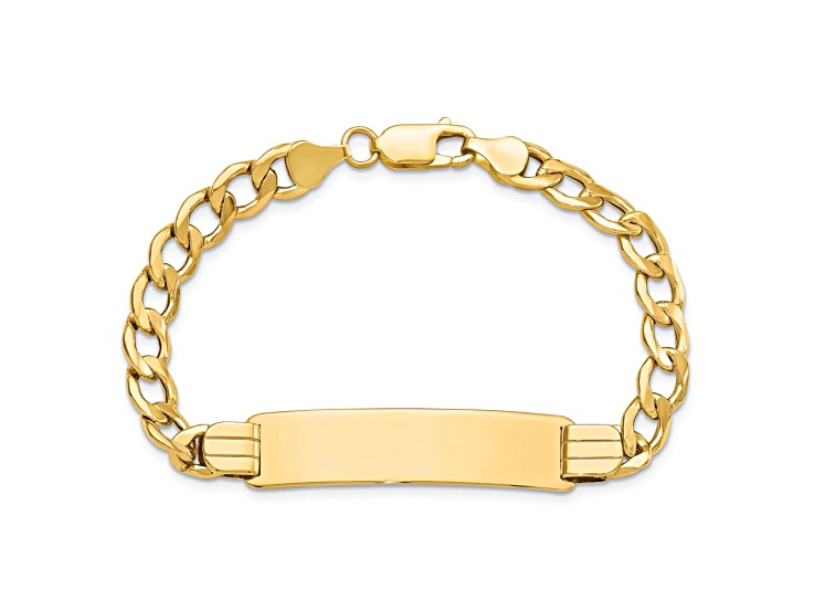 14k Yellow Gold Semi-Solid Curb Link ID Bracelet