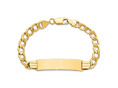 14k Yellow Gold Semi-Solid Curb Link ID Bracelet