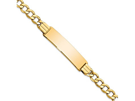 14k Yellow Gold Semi-Solid Curb Link ID Bracelet