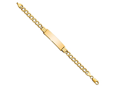 14k Yellow Gold Semi-Solid Curb Link ID Bracelet