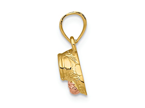 14K Two-tone Gold  3D and Textured Baby Booties with Teddy Bear Charm