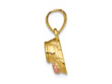 14K Two-tone Gold  3D and Textured Baby Booties with Teddy Bear Charm