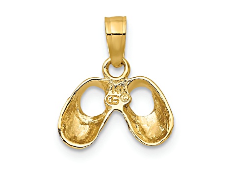 14K Two-tone Gold  3D and Textured Baby Booties with Teddy Bear Charm