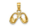 14K Two-tone Gold  3D and Textured Baby Booties with Teddy Bear Charm