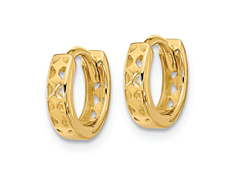 14k Yellow Gold Cut-out Design 5/16" Hinged Hoop Earrings