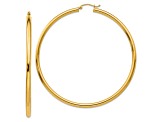 14k Yellow Gold 2 3/4" Polished Tube Hoop Earrings