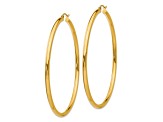 14k Yellow Gold 2 3/4" Polished Tube Hoop Earrings