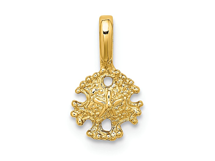 10K Yellow Gold Textured Mini Sand Dollar with Fixed Bail Charm