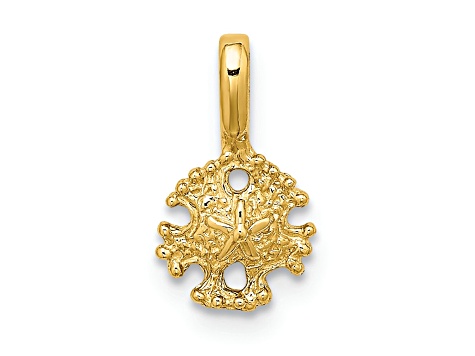 10K Yellow Gold Textured Mini Sand Dollar with Fixed Bail Charm