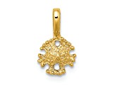 10K Yellow Gold Textured Mini Sand Dollar with Fixed Bail Charm