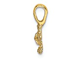10K Yellow Gold Textured Mini Sand Dollar with Fixed Bail Charm