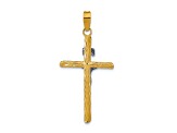 14k Yellow Gold and Rhodium Over 14k Yellow Gold Polished and Textured INRI Crucifix Cross Pendant