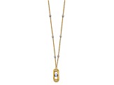 14k Yellow Gold and 14k White Gold Polished Diamond-Cut Fancy Pendant Cable Link 17 Inch Necklace
