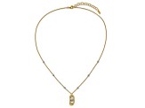 14k Yellow Gold and 14k White Gold Polished Diamond-Cut Fancy Pendant Cable Link 17 Inch Necklace