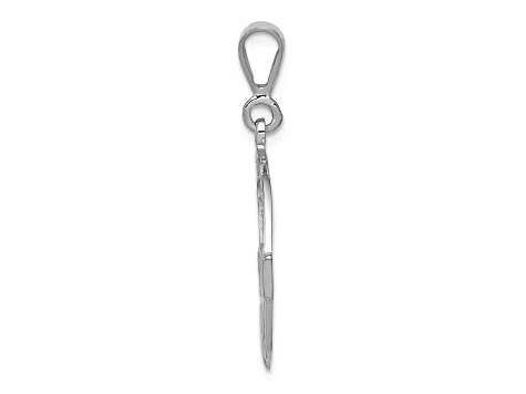 Rhodium Over 14k White Gold Textured Claddagh Pendant