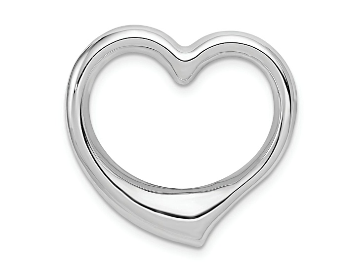Rhodium Over 14K White Gold Heart Slide Pendant