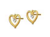 14K Two-tone Gold Diamond-Cut Heart Stud Earrings