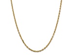 14K Yellow Gold 3mm Diamond-cut Round Open Link Cable Chain Necklace