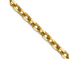 14K Yellow Gold 3mm Diamond-cut Round Open Link Cable Chain Necklace