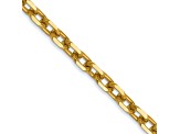 14K Yellow Gold 3mm Diamond-cut Round Open Link Cable Chain Necklace