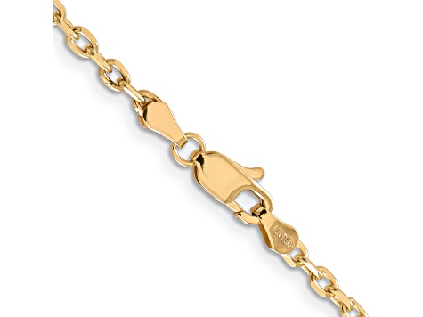 14K Yellow Gold 3mm Diamond-cut Round Open Link Cable Chain Necklace