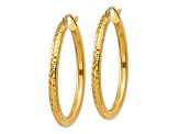 10k Yellow Gold Diamond-Cut 1 3/16" Round Hoop Earrings