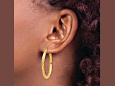 10k Yellow Gold Diamond-Cut 1 3/16" Round Hoop Earrings