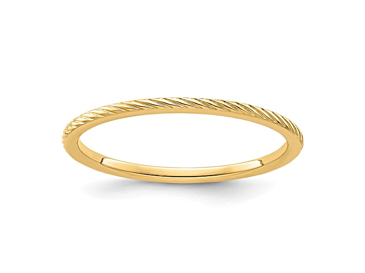 14K Yellow Gold 1.2mm Twisted Wire Pattern Stackable Expressions Band
