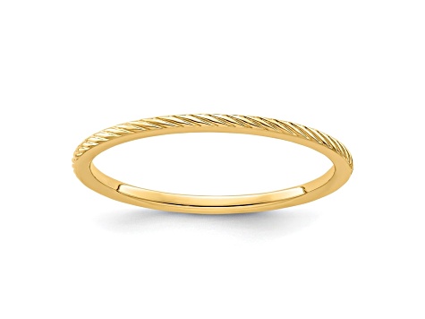 14K Yellow Gold 1.2mm Twisted Wire Pattern Stackable Expressions Band