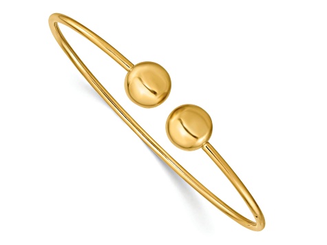 14k Yellow Gold Polished Flexible Cuff Bangle
