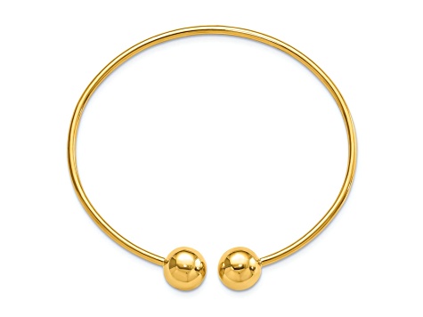 14k Yellow Gold Polished Flexible Cuff Bangle