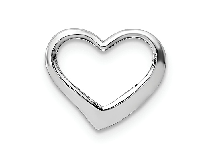 Rhodium Over 14k White Gold 2D Floating Heart Charm
