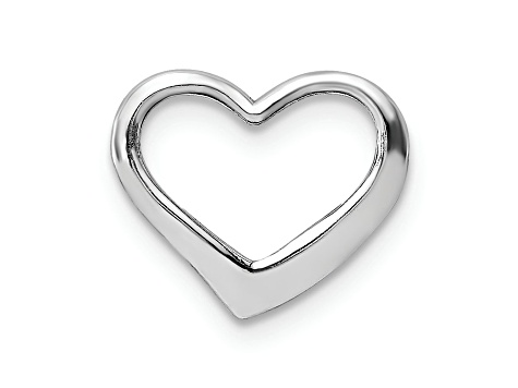 Rhodium Over 14k White Gold 2D Floating Heart Charm