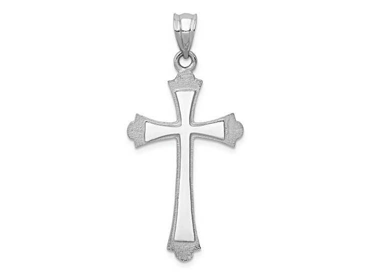 Rhodium Over 14k White Gold Satin Cross Pendant