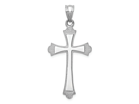 Rhodium Over 14k White Gold Satin Cross Pendant