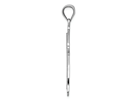 Rhodium Over 14k White Gold Satin Cross Pendant
